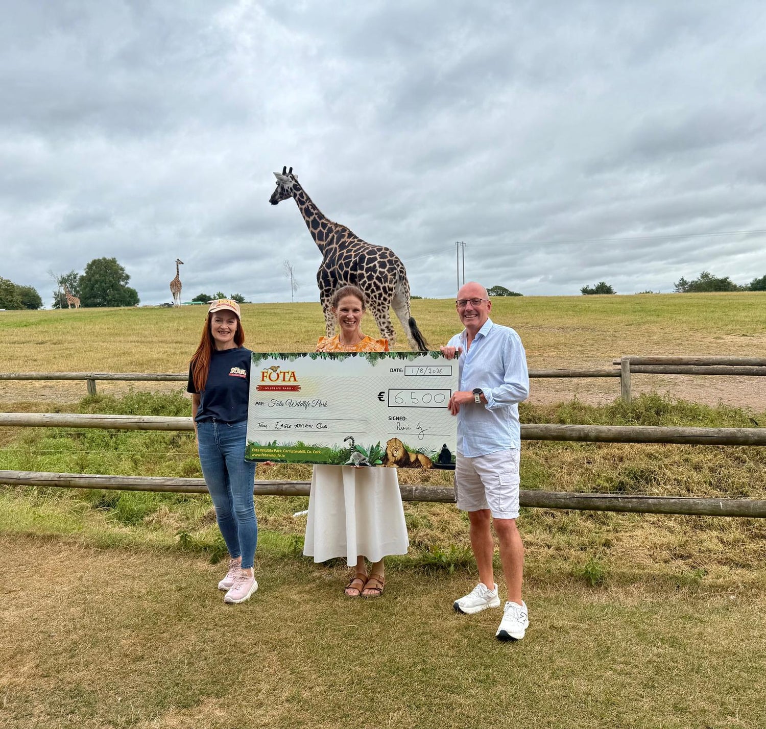 Fota Wildlife Park welcomes €6,500 from Eagle Athletic Club, raised through the 2026 Cheetah Run 5K road race.