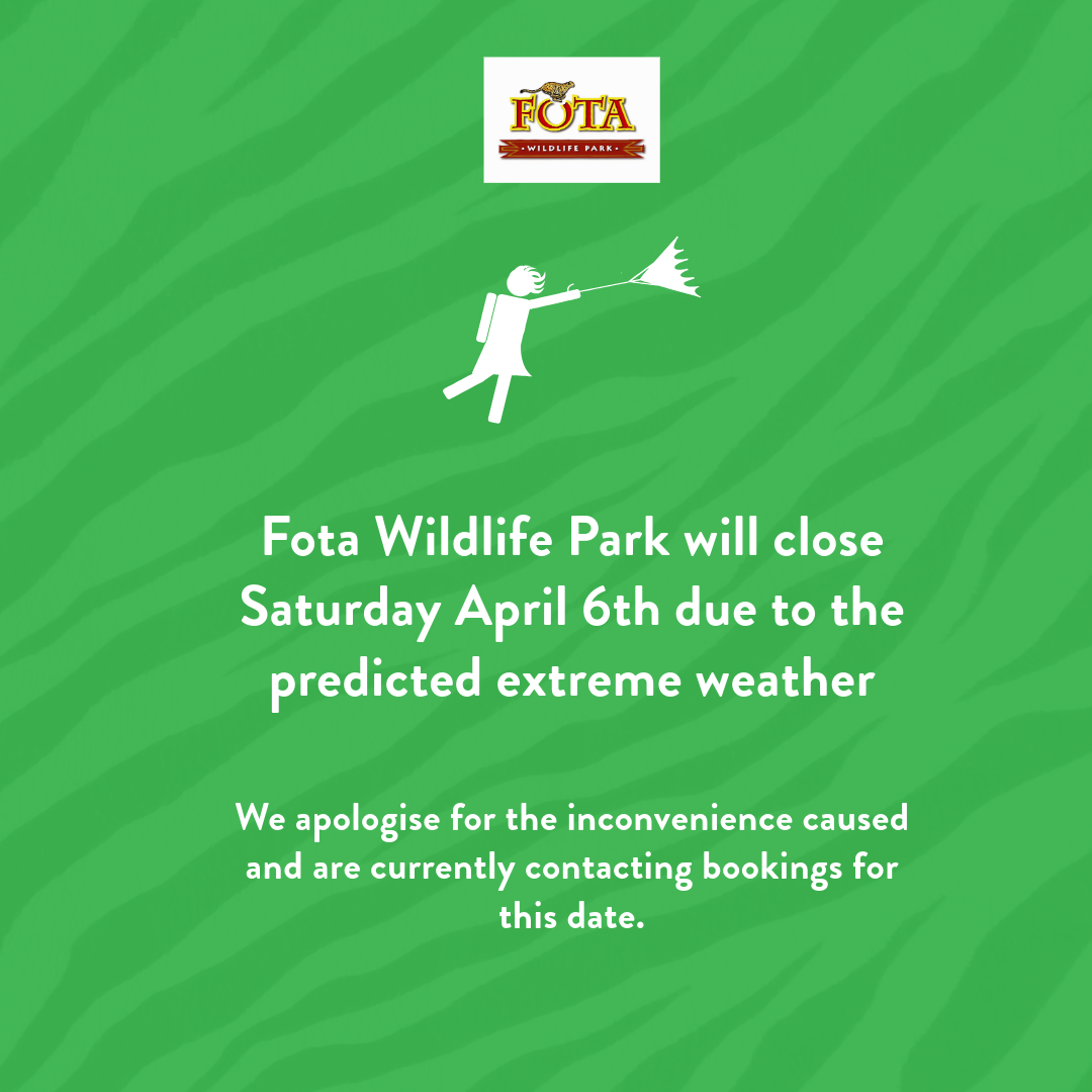 Update – April 6th Fota Wildlife Park Closed Due to Expected Weather